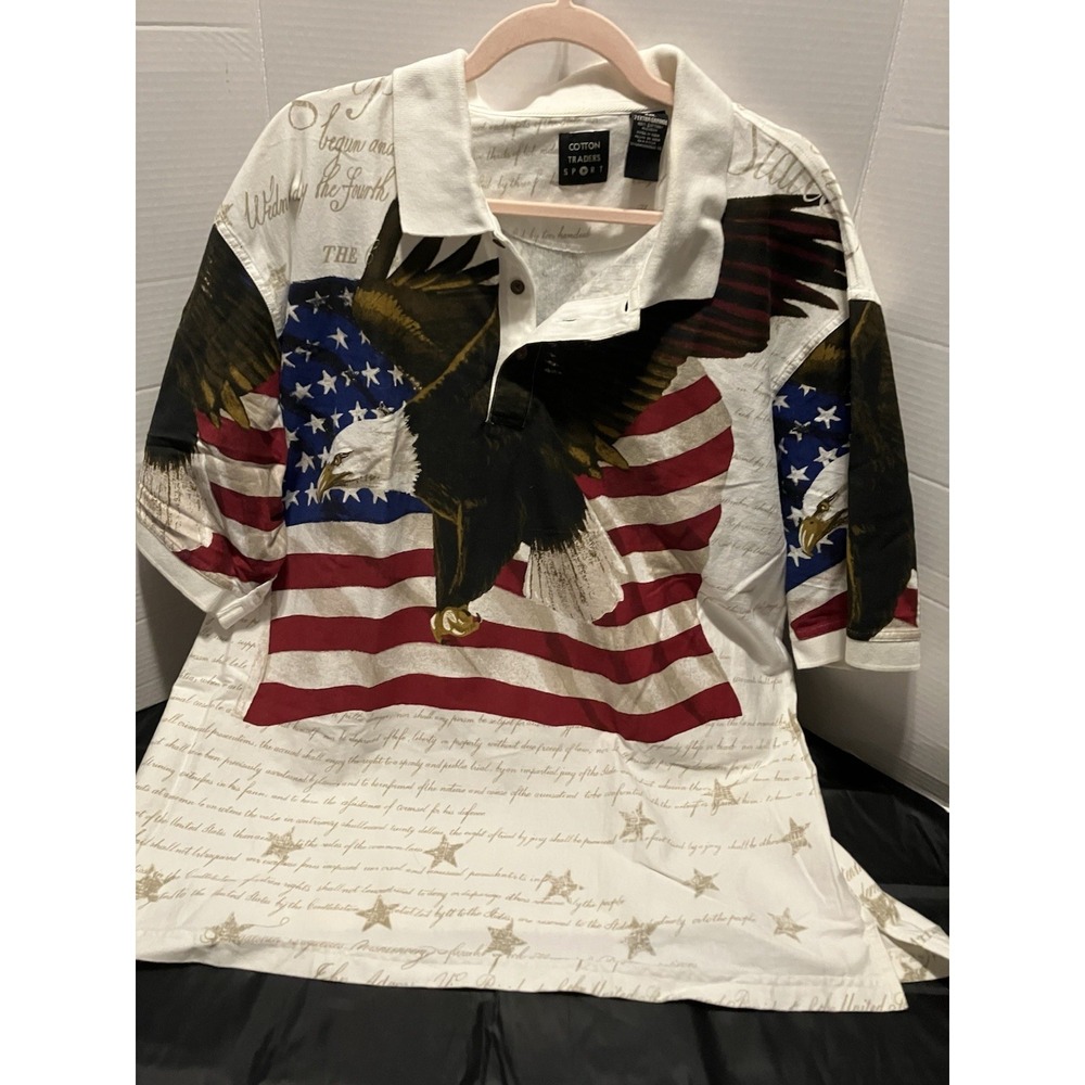 Cotton Traders Sport Mens USA July 4th Polo Shirt From Cracker Barrel  XXL 2XL